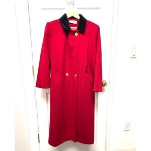 Forecaster of Boston Red Wool Coat w/ Black Velvet Collar | Size 8